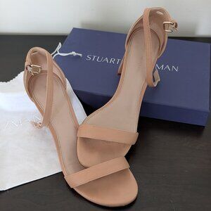 STUART WEITZMAN NearlyNude Sandal 80mm Size 7 - Bambina Nappa Leather